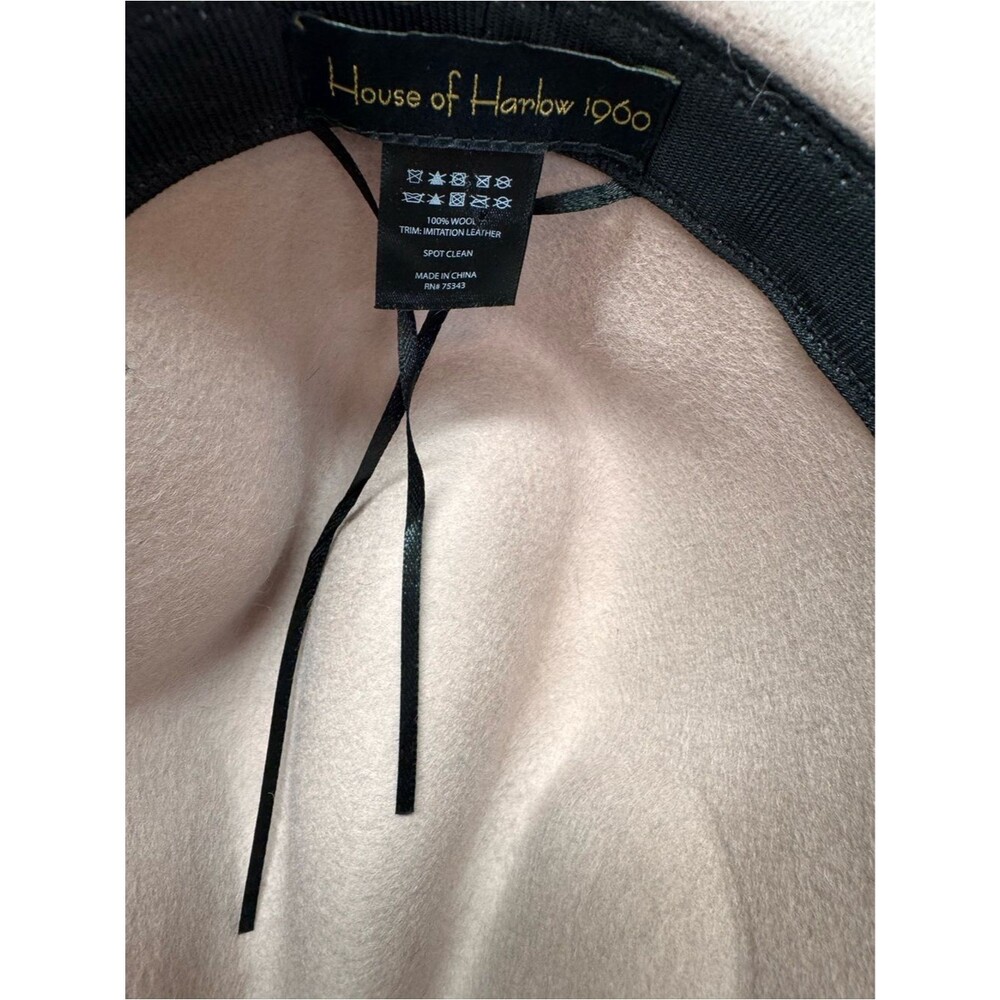 House of Harlow 100% Wool Fedora Hat Brown Trim Wide Brim Boho OS tan-taupe - Picture 5 of 6